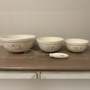 Rae Dunn serving bowl set with whisk